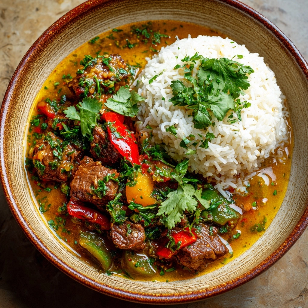 Persian Inspired Herb and Beef Stew with Rice Recipe - Recipe Image