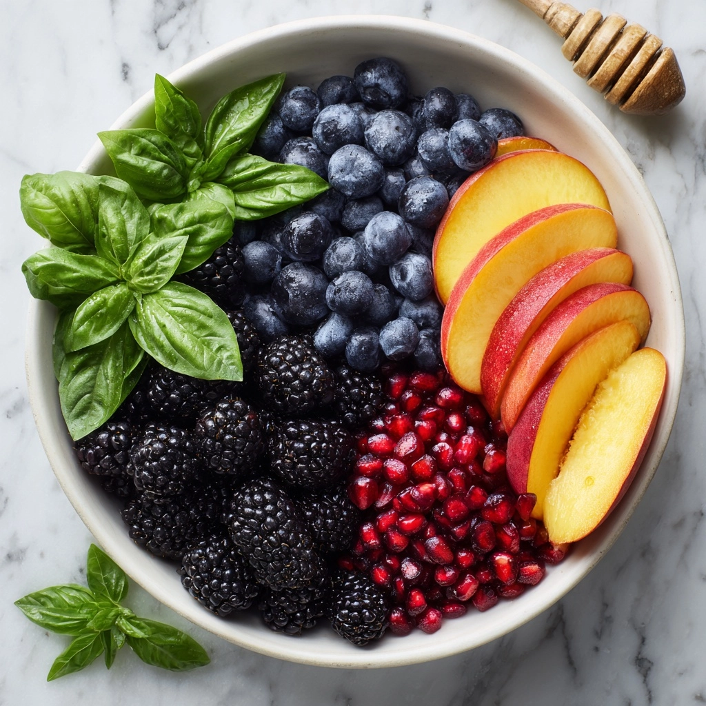 Honey Lime Basil Peach Fruit Salad Recipe - Recipe Image