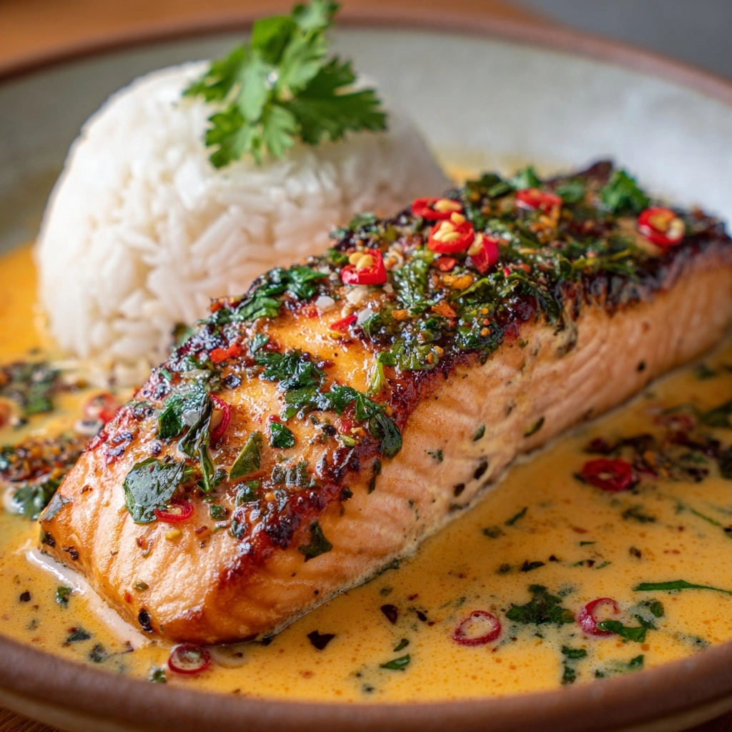 Salmon in Creamy Red Pesto Sauce Recipe - Recipe Image