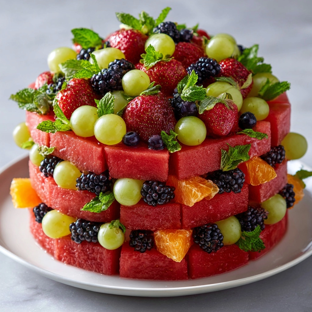 Fresh Fruit Watermelon Cake Recipe - Recipe Image