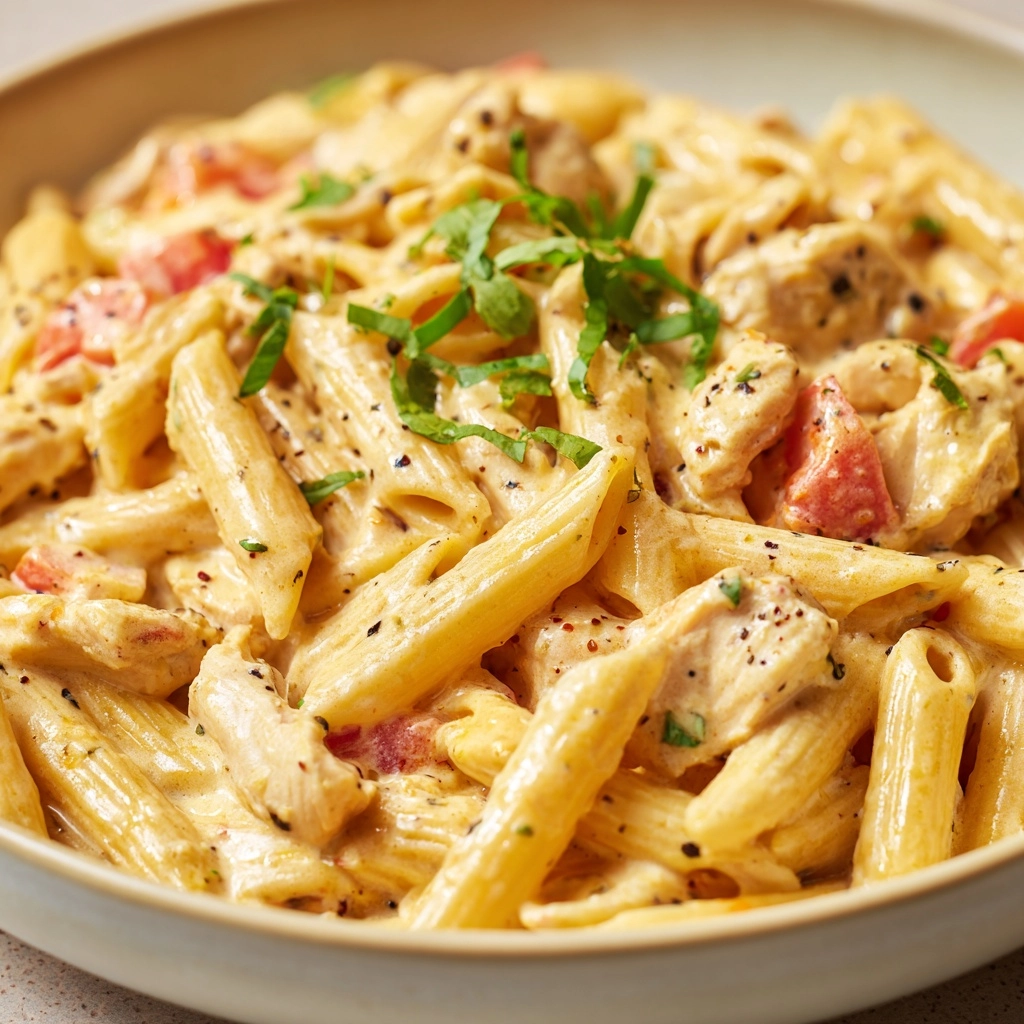 Creamy Garlic Chicken Penne Recipe - Recipe Image