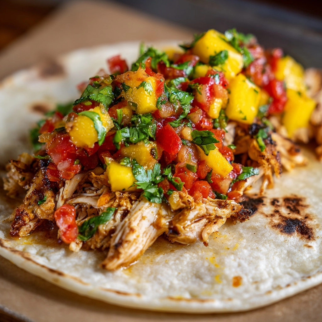 Cilantro-Lime Chicken Tacos with Peach Salsa Recipe - Recipe Image