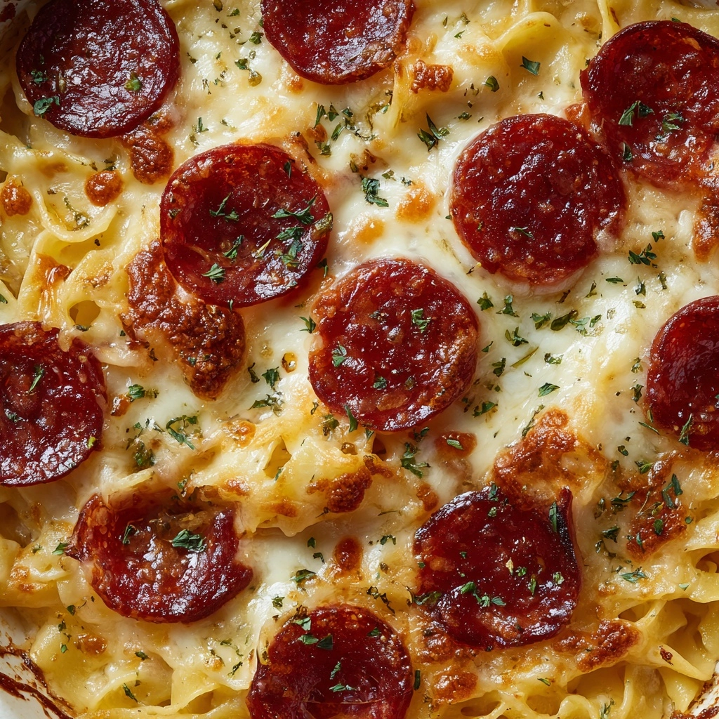 Cheese Tortellini Pepperoni Pizza Casserole Recipe - Recipe Image
