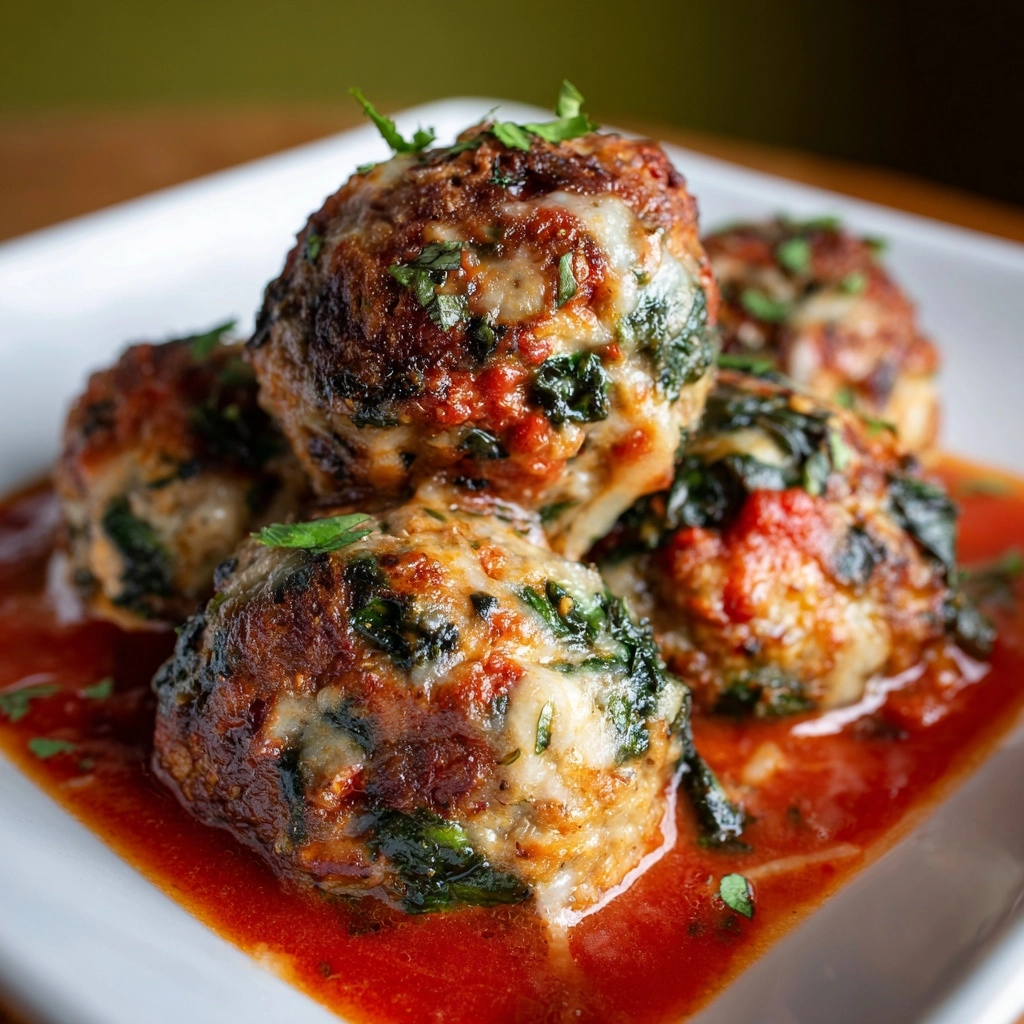 Baked Chicken Ricotta Meatballs with Spinach Recipe - Recipe Image