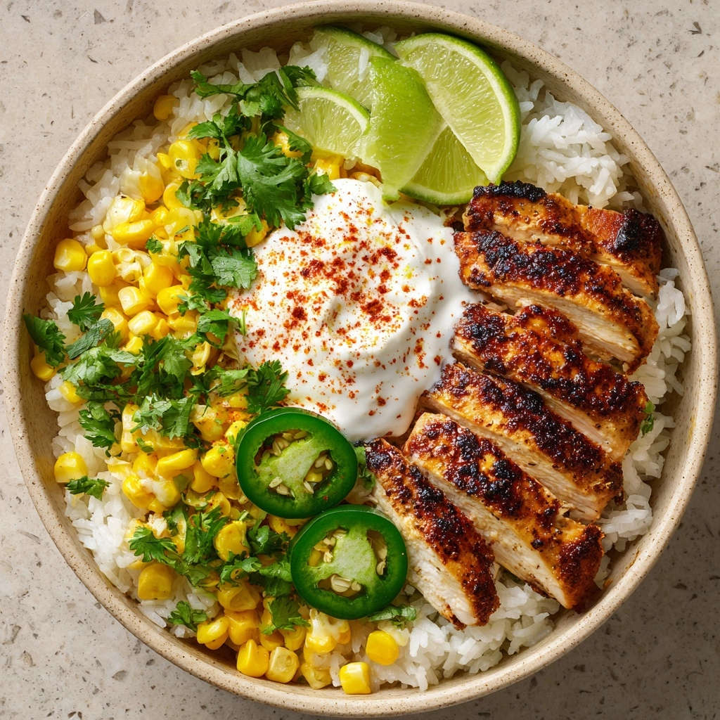 Mexican Street Corn Chicken Rice Bowl Recipe - Recipe Image