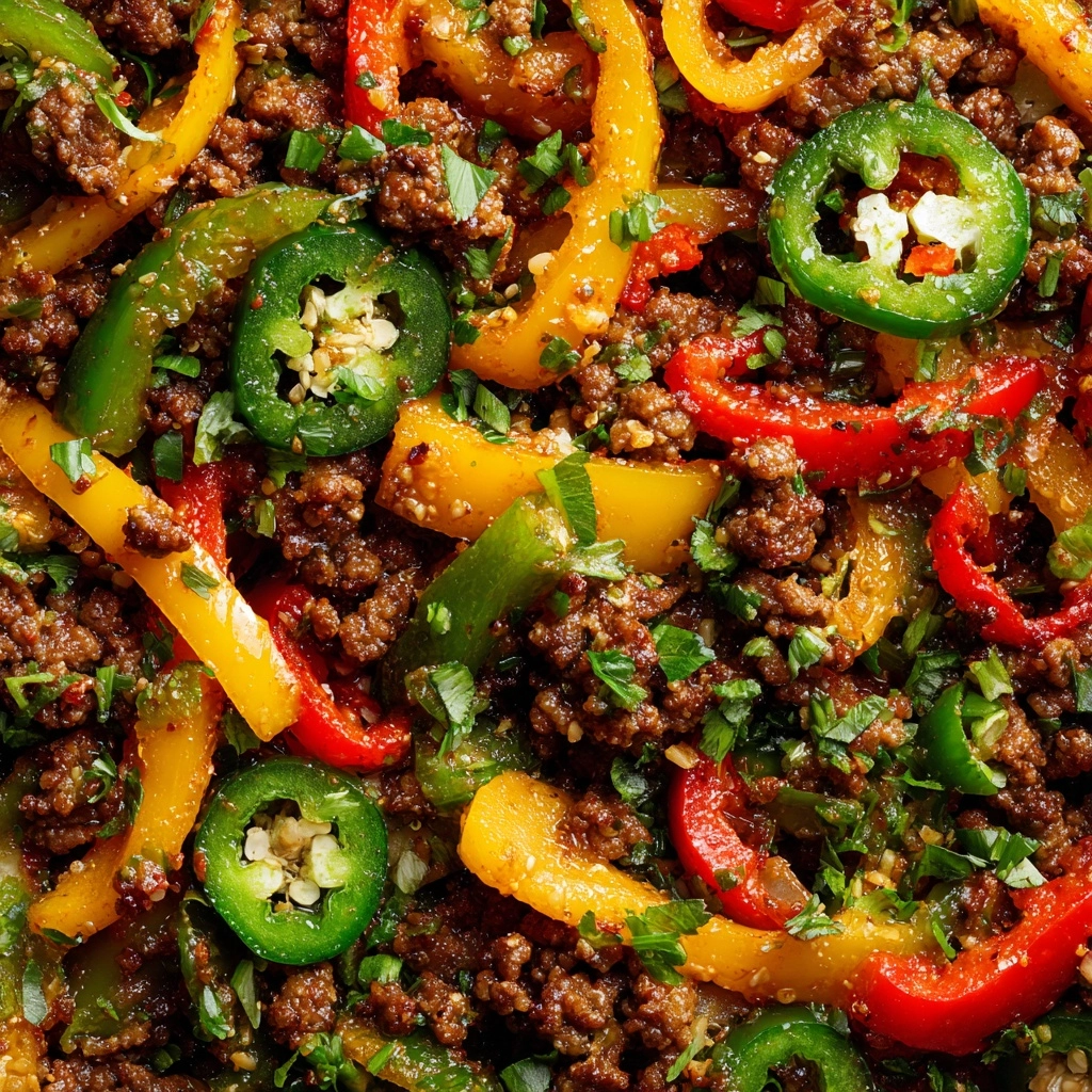 Spicy Jalapeño Popper Mediterranean Ground Beef Stir Fry Recipe - Recipe Image