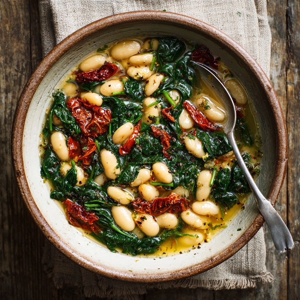 Tuscan Butter Beans with Spinach and Sun-Dried Tomatoes Recipe - Recipe Image