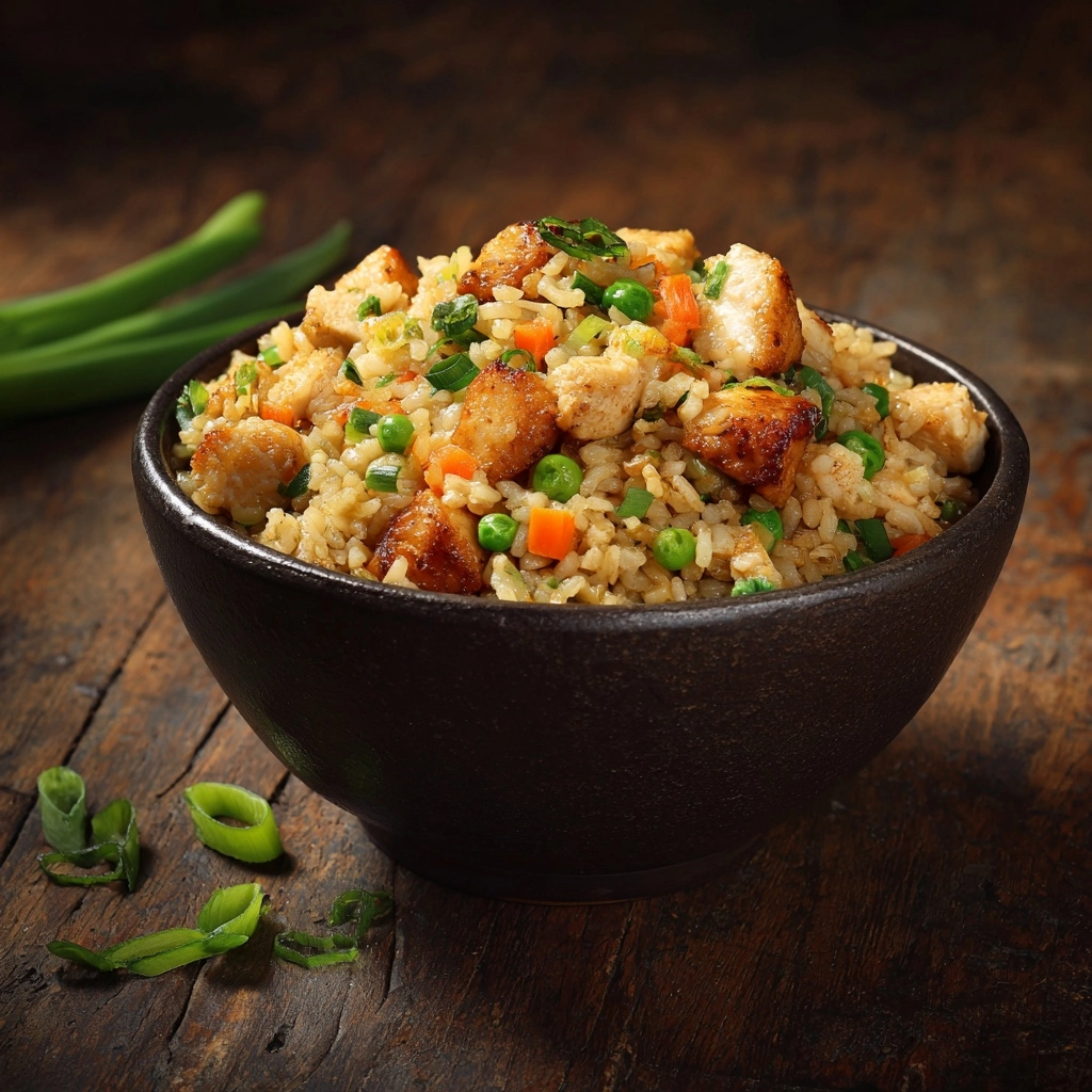 High-Protein Crispy Garlic Chicken Fried Rice Recipe - Recipe Image