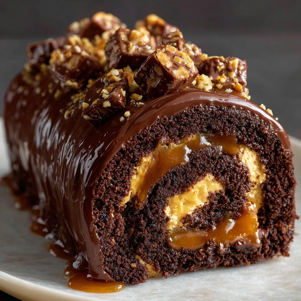 Gooey Chocolate Caramel Turtle Cake Roll Recipe - Recipe Image