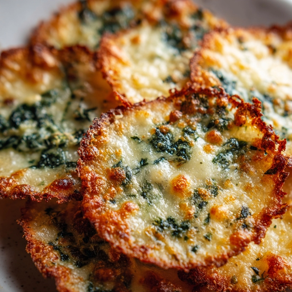 Spinach Dip Cheese Crisps Recipe - Recipe Image