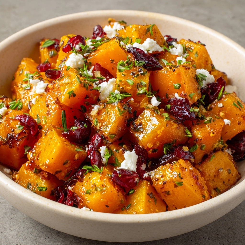 Roasted Butternut Squash with Cranberries & Feta Recipe - Recipe Image