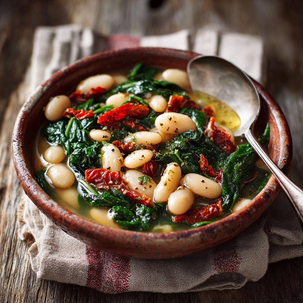 Tuscan Butter Beans with Spinach and Sun-Dried Tomatoes Recipe - Recipe Image