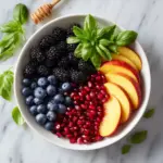 Honey Lime Basil Peach Fruit Salad Recipe