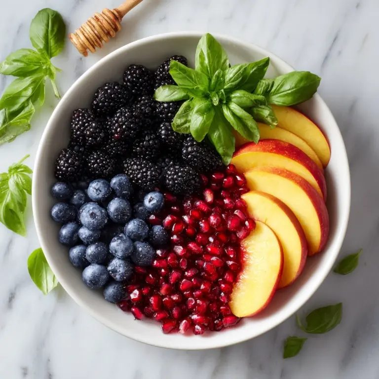 Honey Lime Basil Peach Fruit Salad Recipe