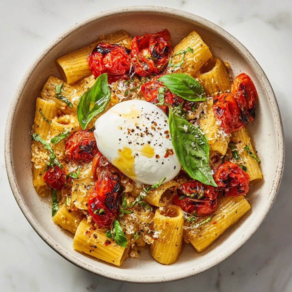 Rigatoni with Burrata and Burst Tomatoes Recipe