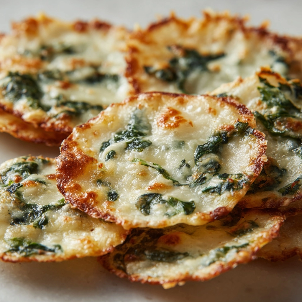 Spinach Dip Cheese Crisps Recipe - Recipe Image