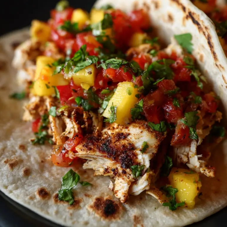 Cilantro-Lime Chicken Tacos with Peach Salsa Recipe