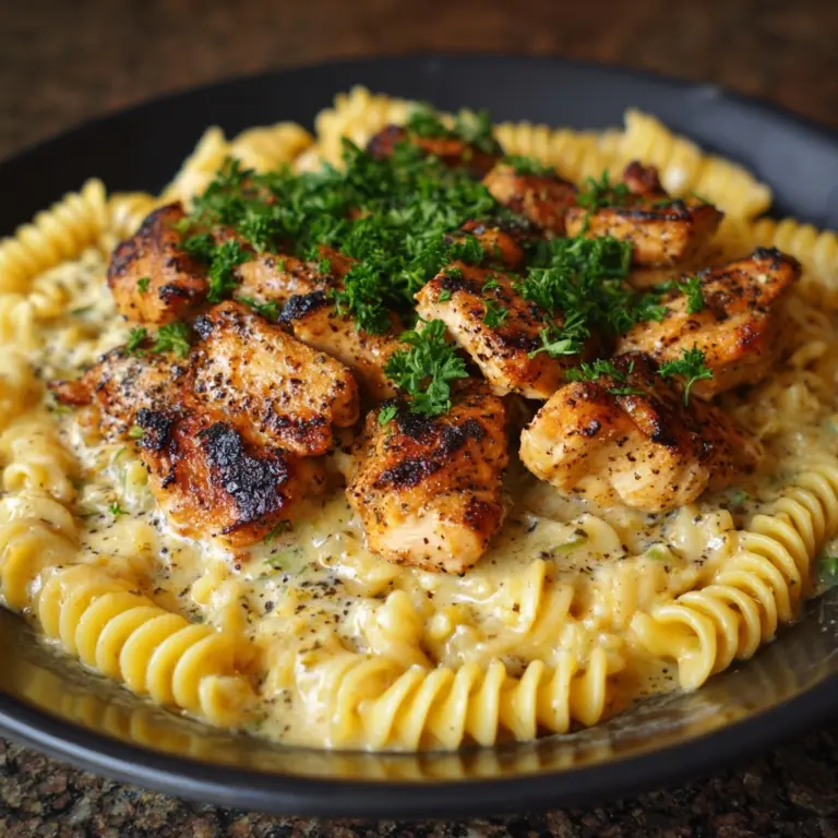 Creamy Garlic Butter Chicken & Rotini in Parmesan Sauce Recipe
