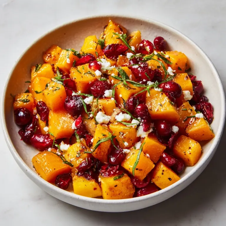 Roasted Butternut Squash with Cranberries & Feta Recipe