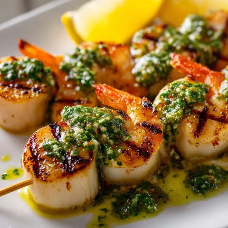 Grilled Surf & Turf Skewers with Chimichurri Recipe