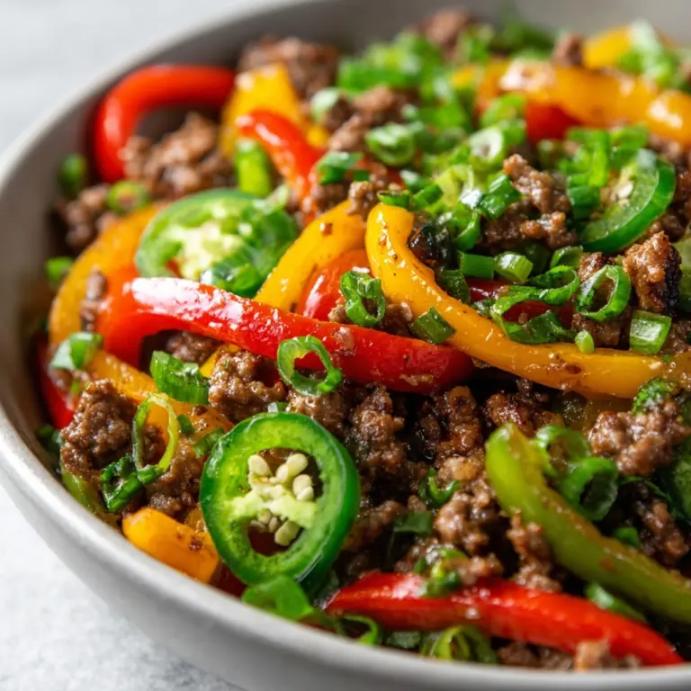 Spicy Jalapeño Popper Mediterranean Ground Beef Stir Fry Recipe