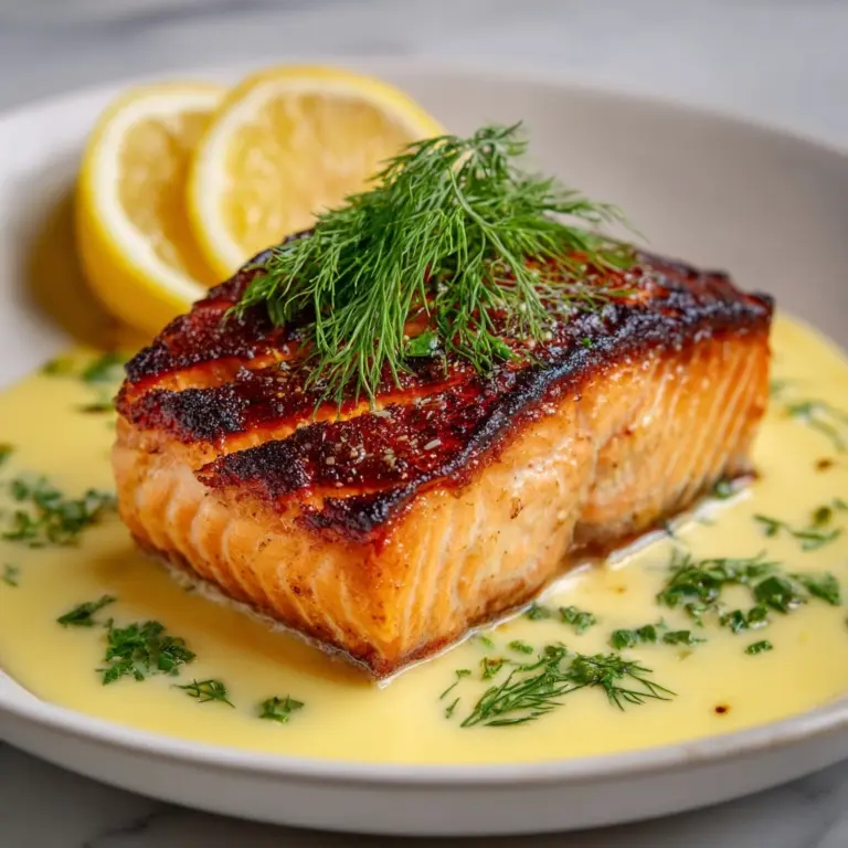 Blackened Salmon with Creole Lemon Dill Sauce Recipe
