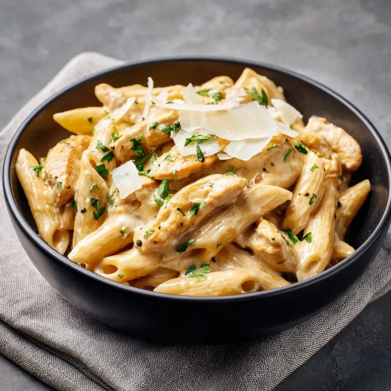 Creamy Garlic Butter Chicken and Rigatoni in Parmesan Sauce Recipe
