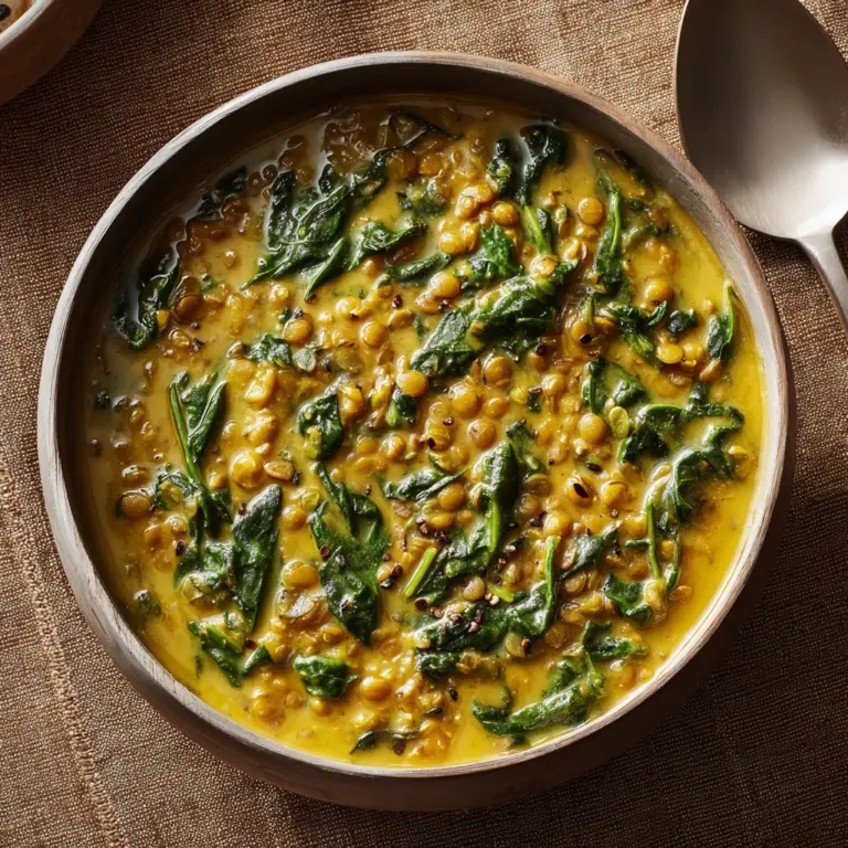 Indian Lentil Curry with Spinach Recipe