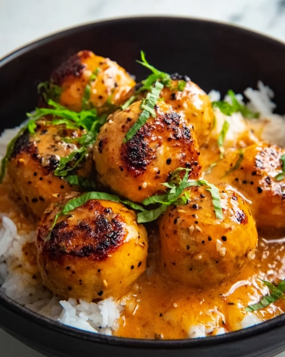 Creamy Coconut Gochujang Chicken Meatballs Recipe - Recipe Image