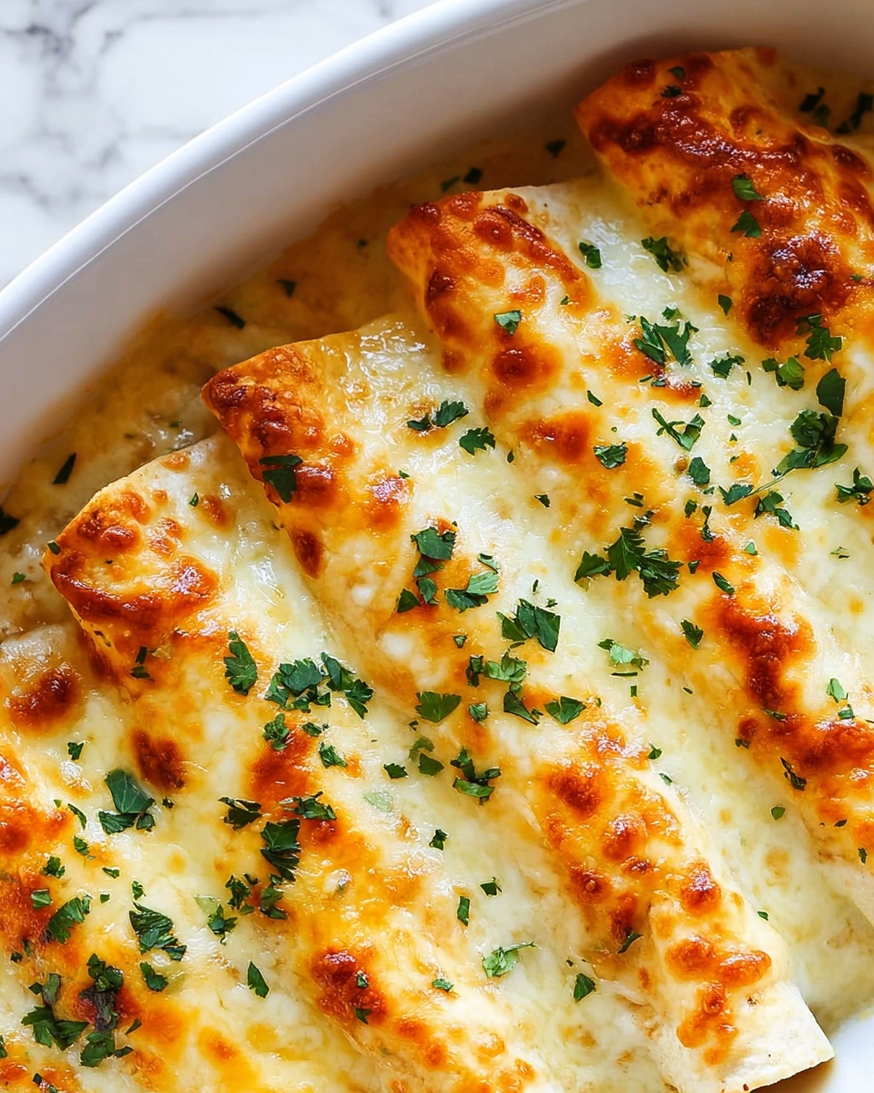 White Chicken Enchiladas with Green Sauce and Mozzarella Recipe - Recipe Image