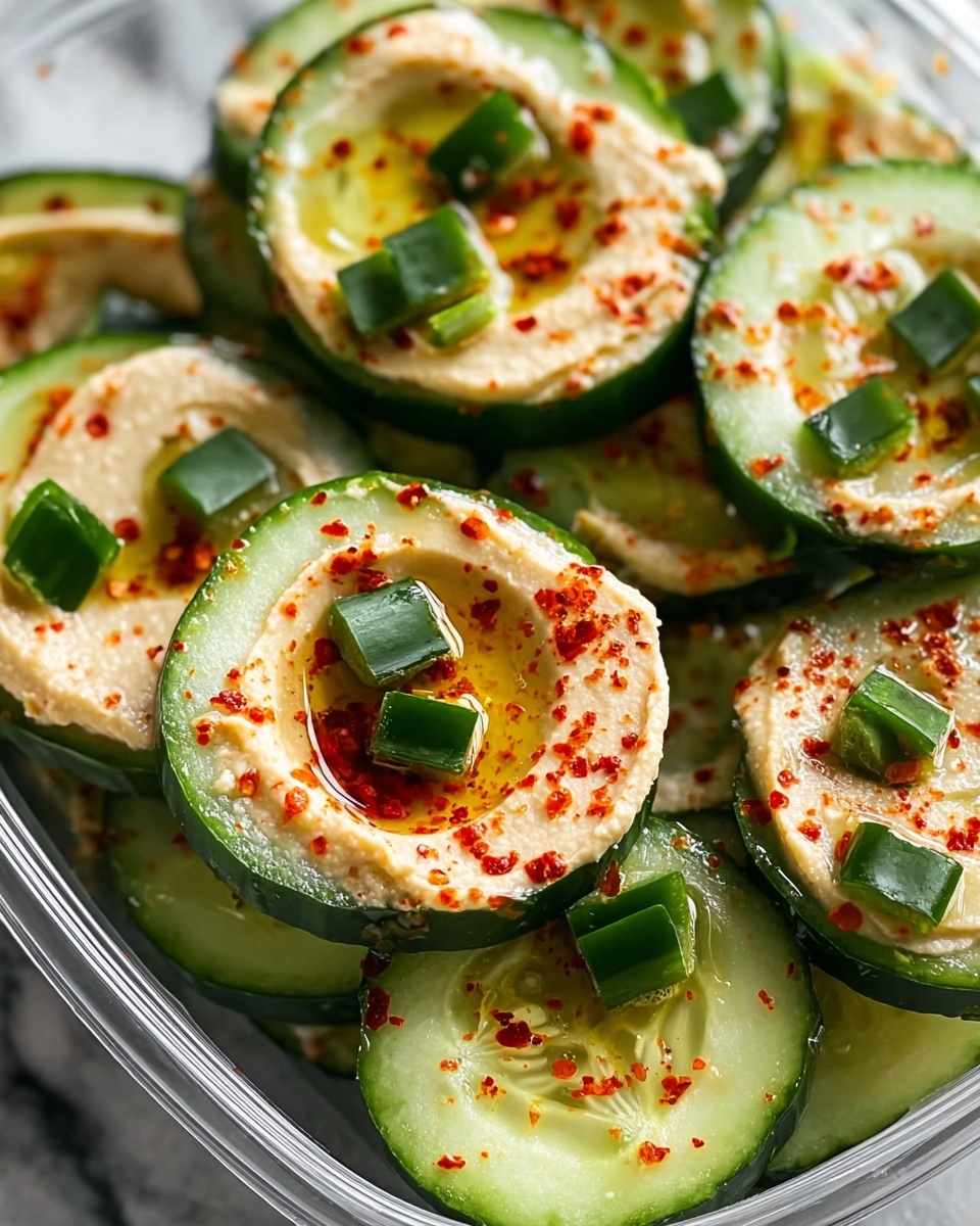 Cool Cucumber Snacks with Hummus and Fresh Toppings Recipe - Recipe Image