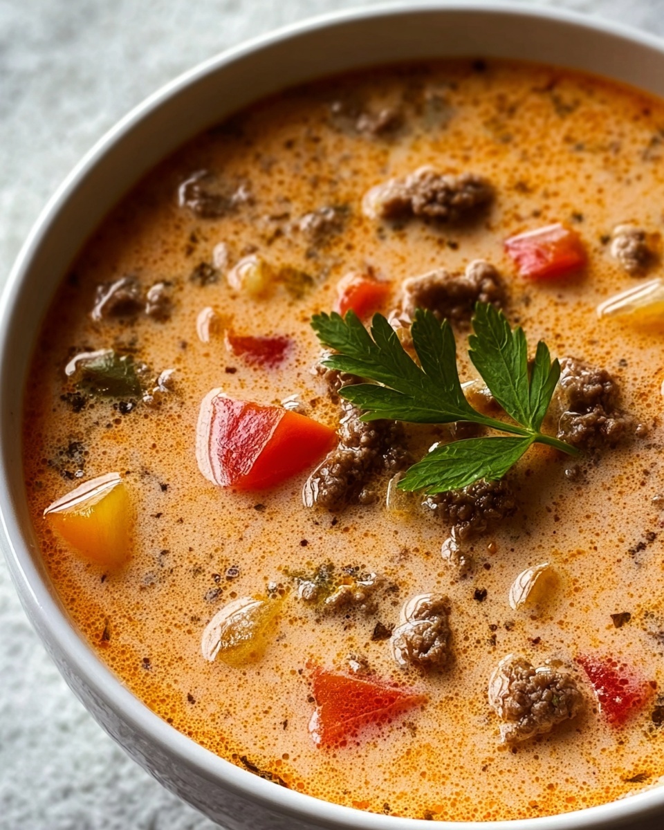 Creamy Slow Cooker Cheeseburger Soup Recipe - Recipe Image