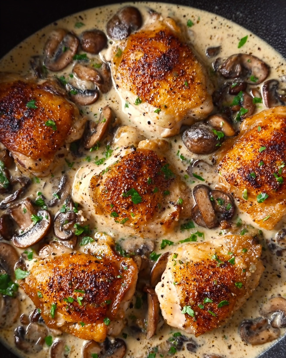 Chicken and Mushroom Skillet in a Creamy Asiago and Mustard Sauce Recipe - Recipe Image