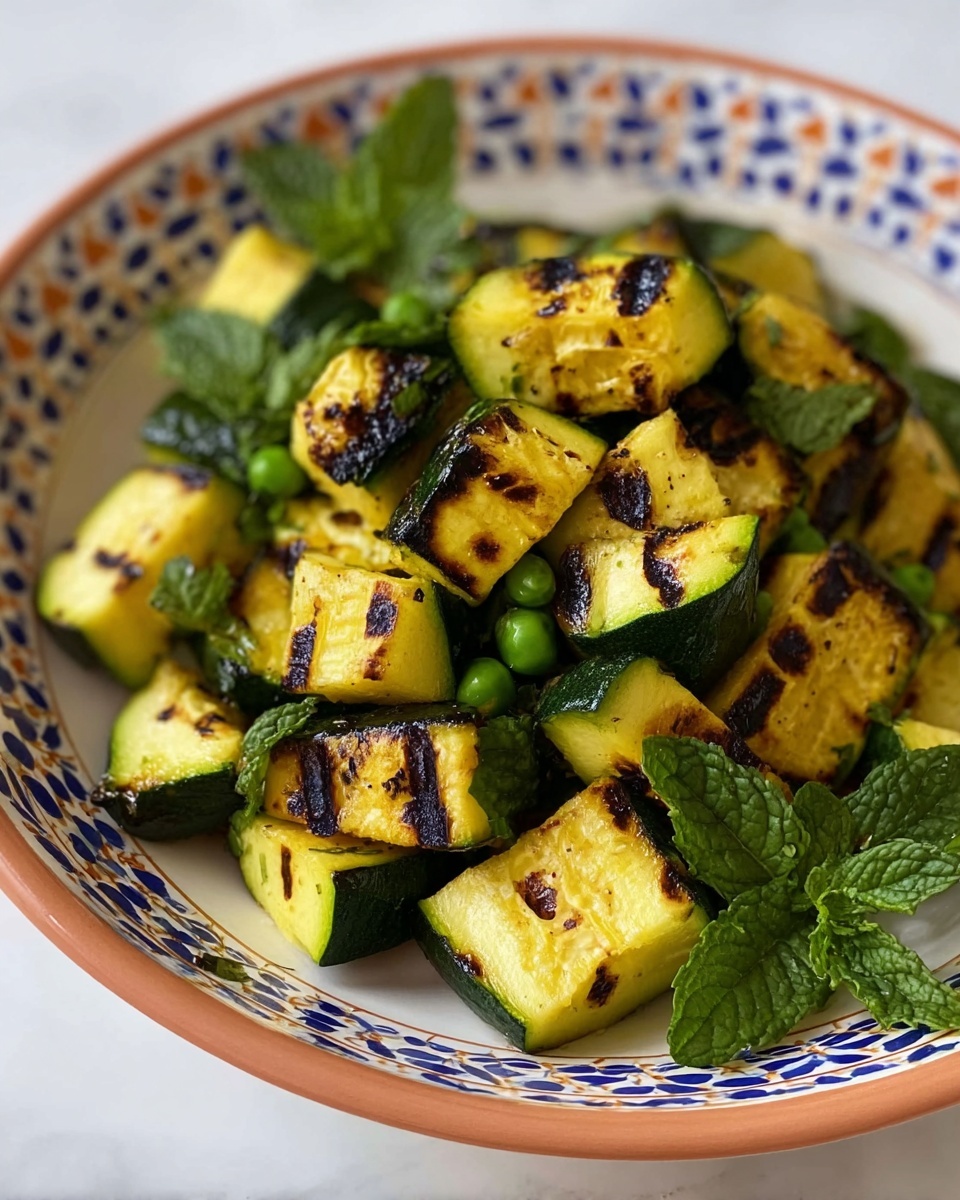Grilled Zucchini, Halloumi, and Pea Salad with Mint, Dijon, and Lemon Recipe - Recipe Image