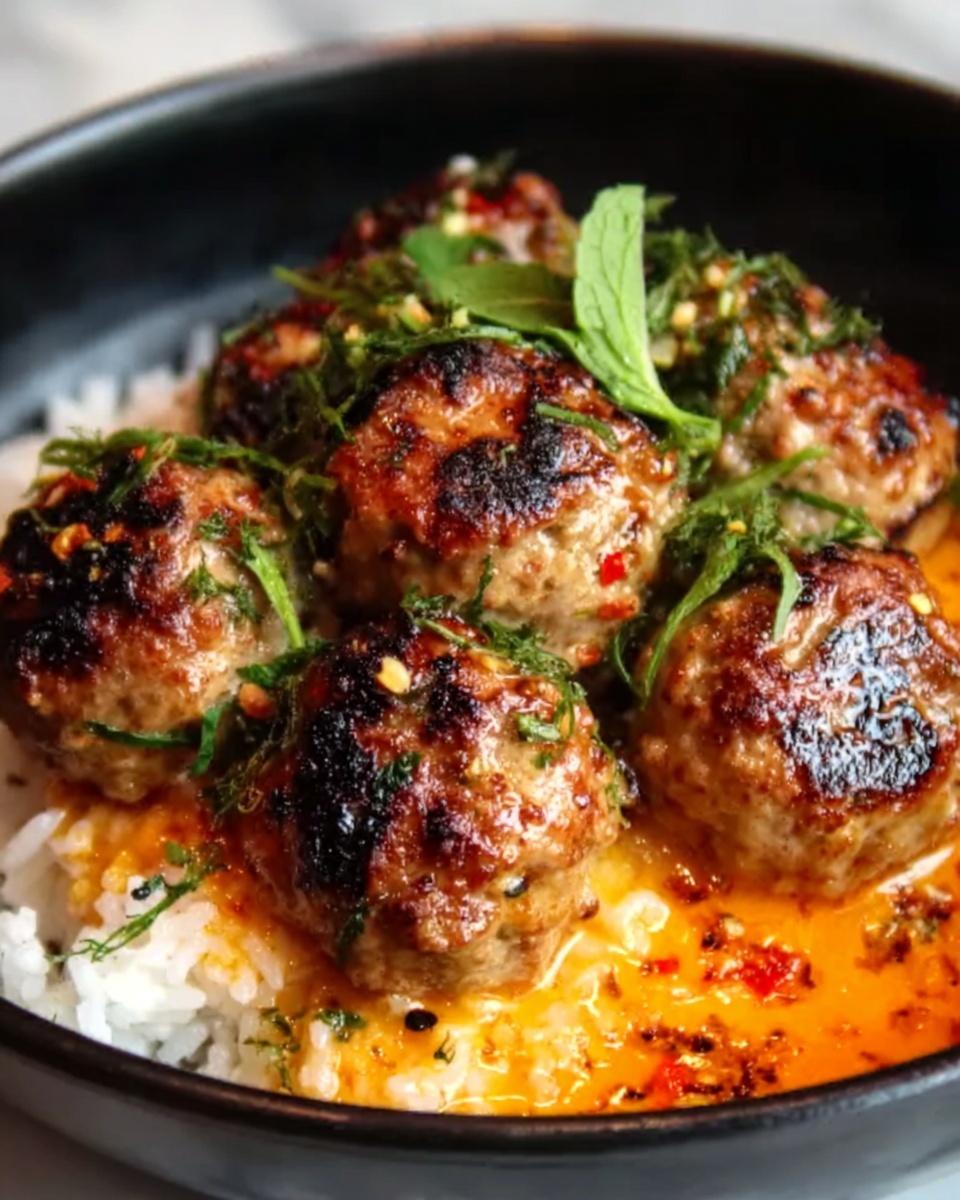 Creamy Coconut Gochujang Chicken Meatballs Recipe - Recipe Image