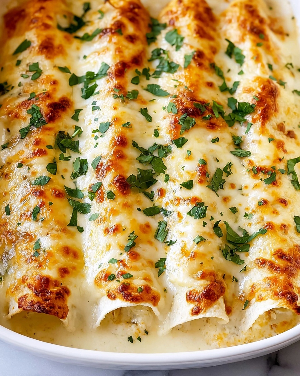 White Chicken Enchiladas with Green Sauce and Mozzarella Recipe - Recipe Image