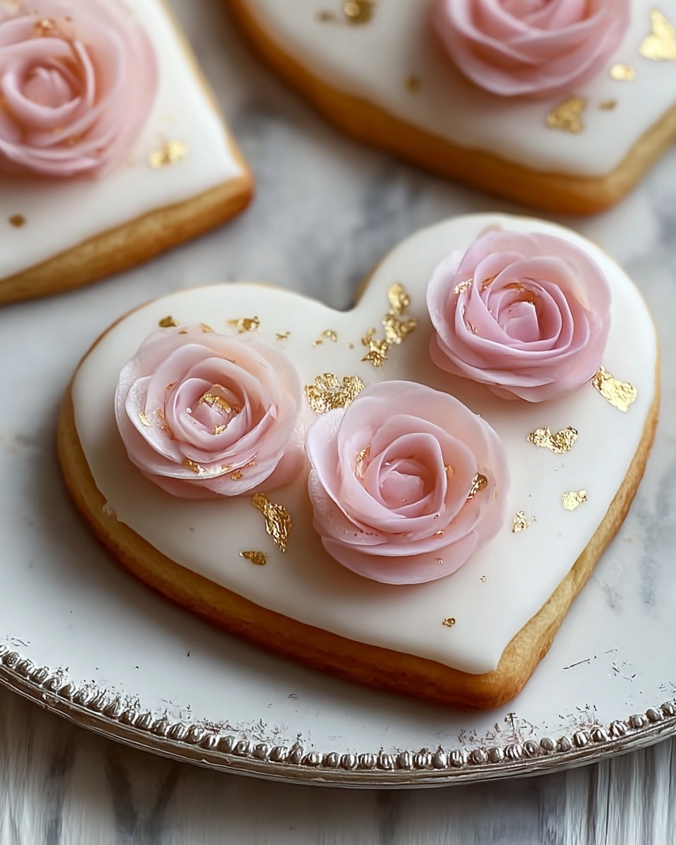 Heart-Shaped Sugar Cookies with Buttercream Roses Recipe - Recipe Image