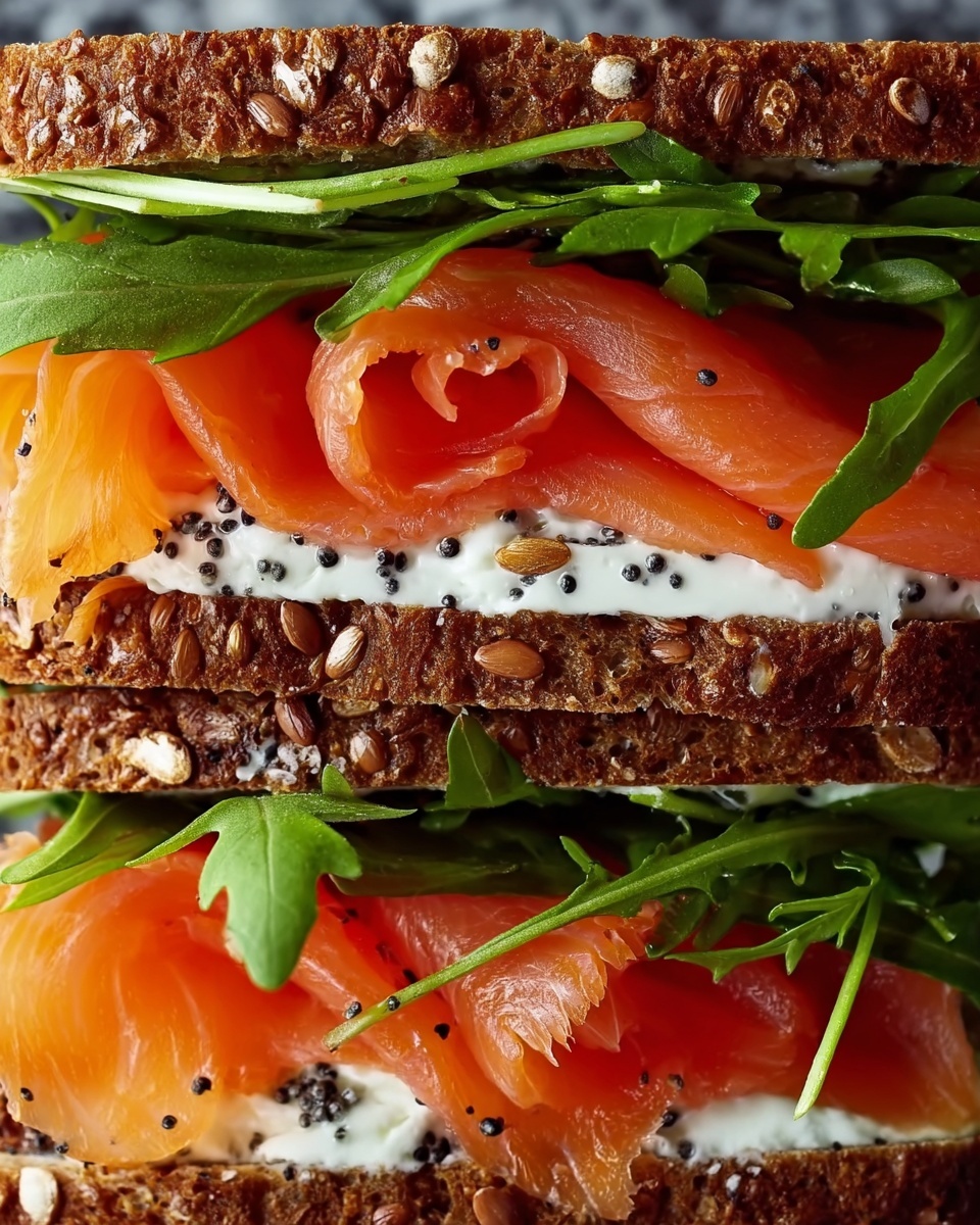 Smoked Salmon Sandwich with Dill Cream Cheese and Fresh Vegetables Recipe - Recipe Image