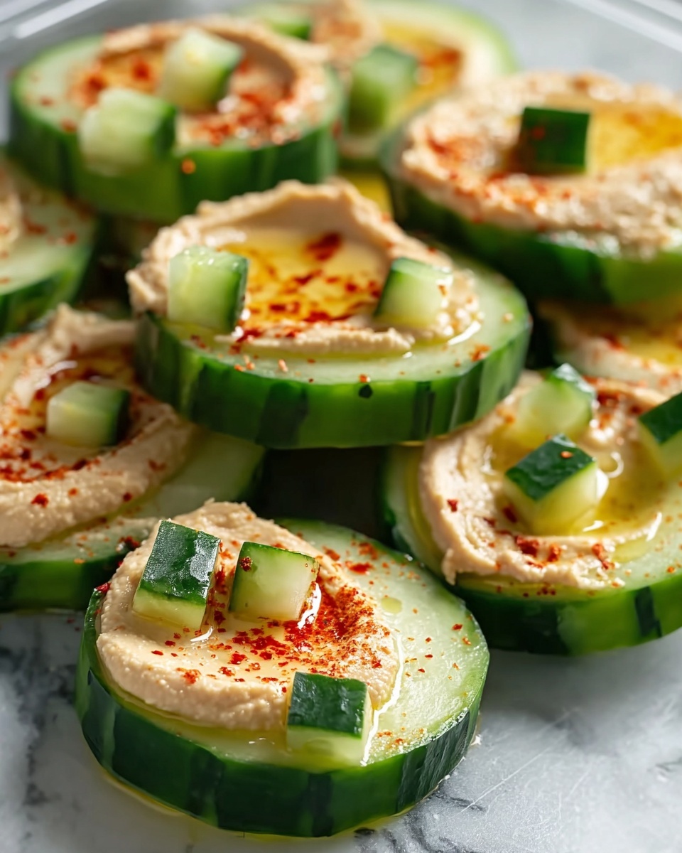 Cool Cucumber Snacks with Hummus and Fresh Toppings Recipe - Recipe Image