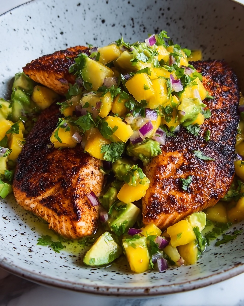 BBQ Salmon with Mango Avocado Salsa Recipe - Recipe Image