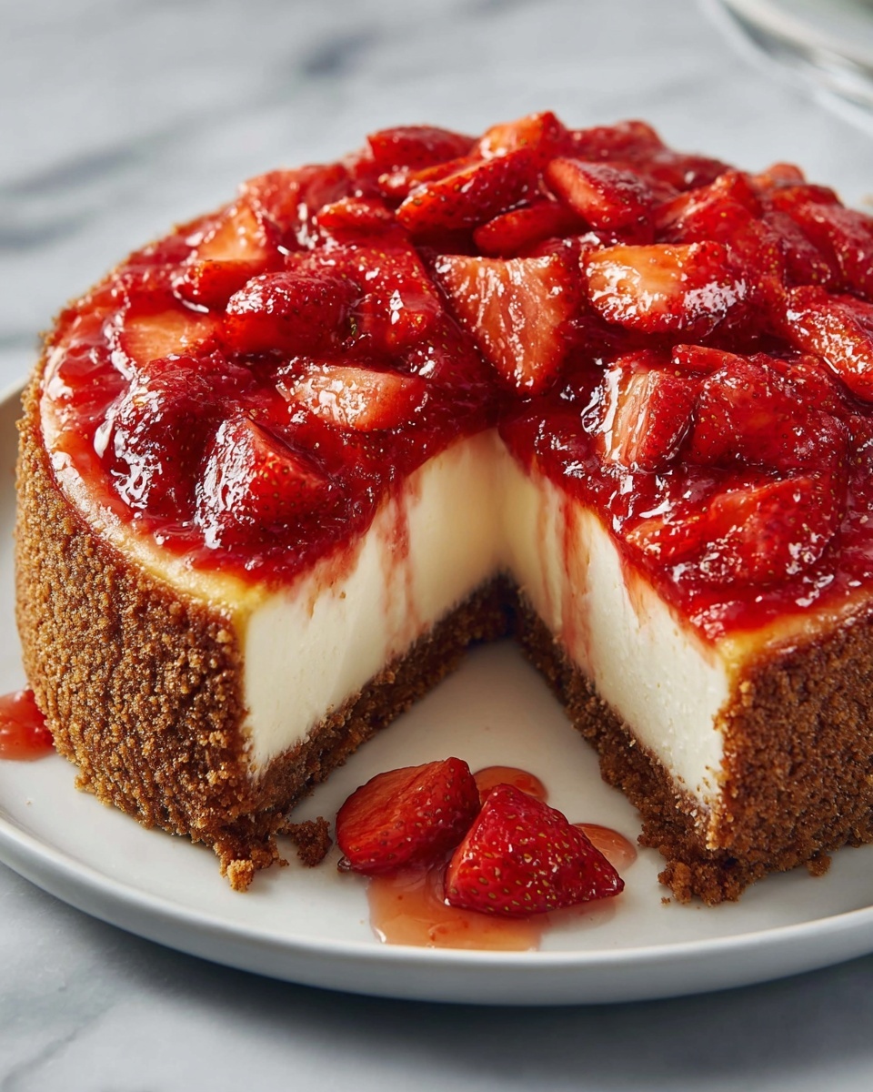 Next Level Baked Strawberry Cheesecake Recipe - Recipe Image
