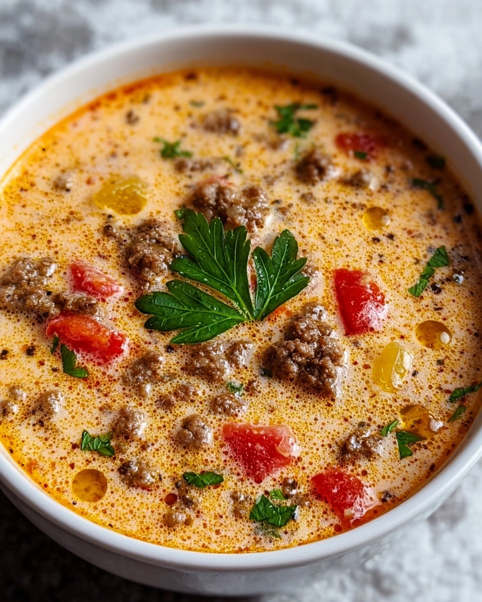 Creamy Slow Cooker Cheeseburger Soup Recipe - Recipe Image