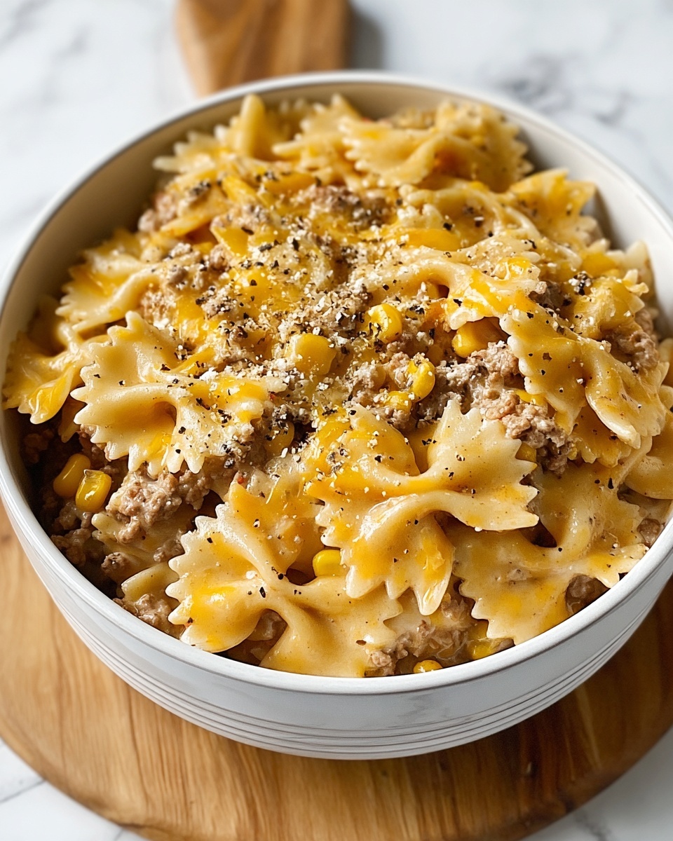 Creamy Ranch Beef and Sweet Corn Bowtie Casserole Recipe - Recipe Image
