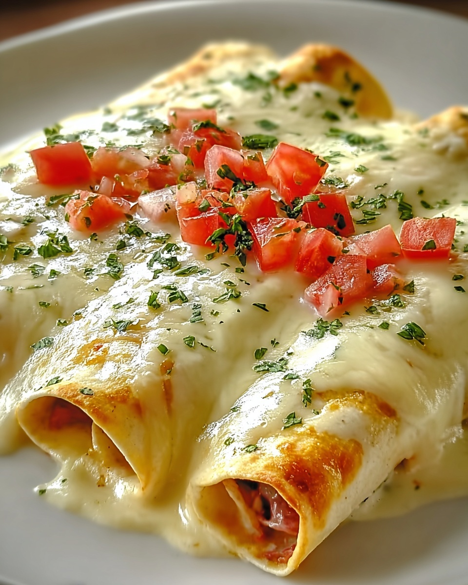 Chicken Enchiladas with Creamy Sour Cream White Sauce Recipe - Recipe Image