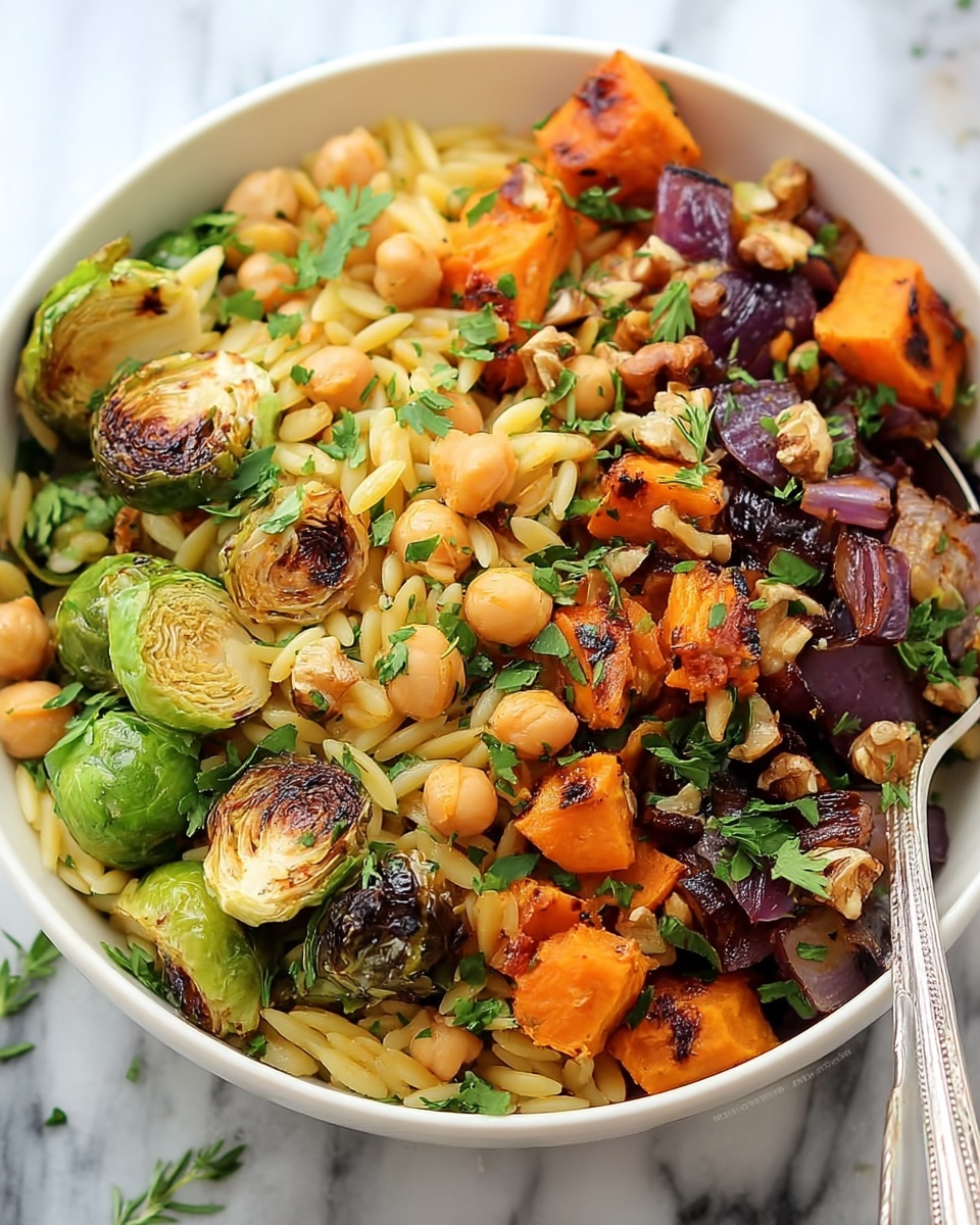 Vegan Roasted Veggie Orzo Salad Recipe - Recipe Image