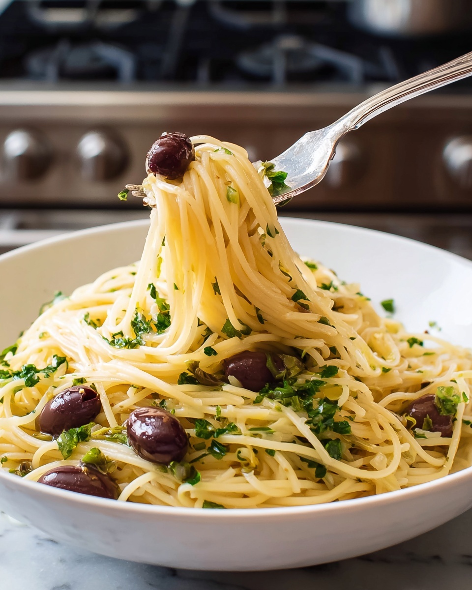 Pasta with Olives, Cherry Tomatoes, and Fresh Basil Recipe - Recipe Image