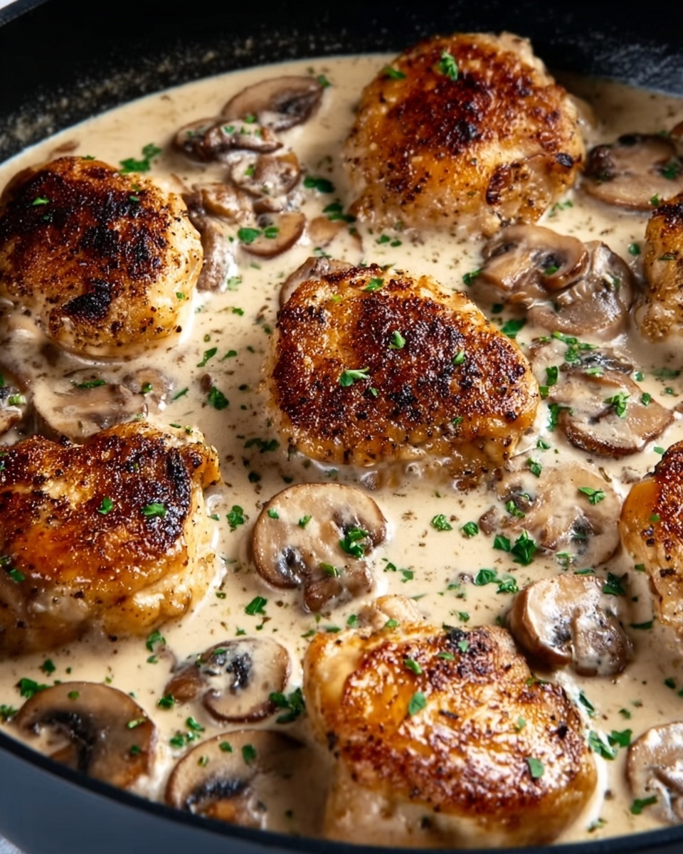 Chicken and Mushroom Skillet in a Creamy Asiago and Mustard Sauce Recipe - Recipe Image