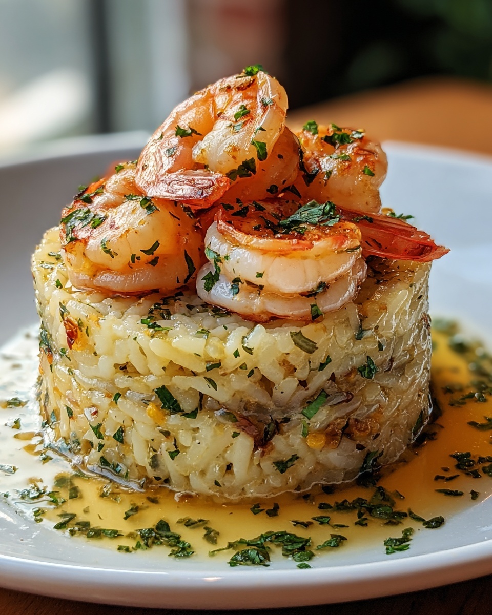 Garlic Butter Shrimp and Rice Stack Recipe - Recipe Image