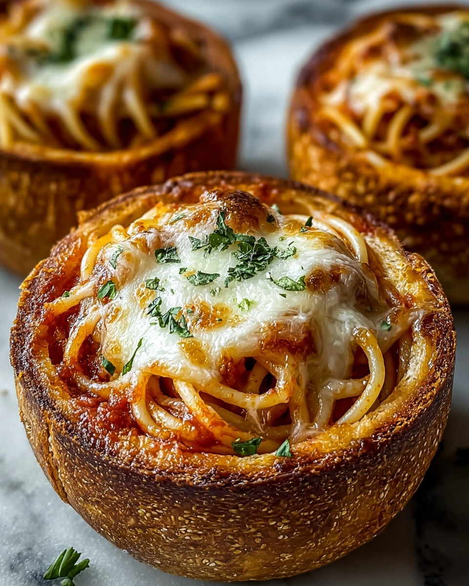 Spaghetti Garlic Bread Bowls Recipe - Recipe Image