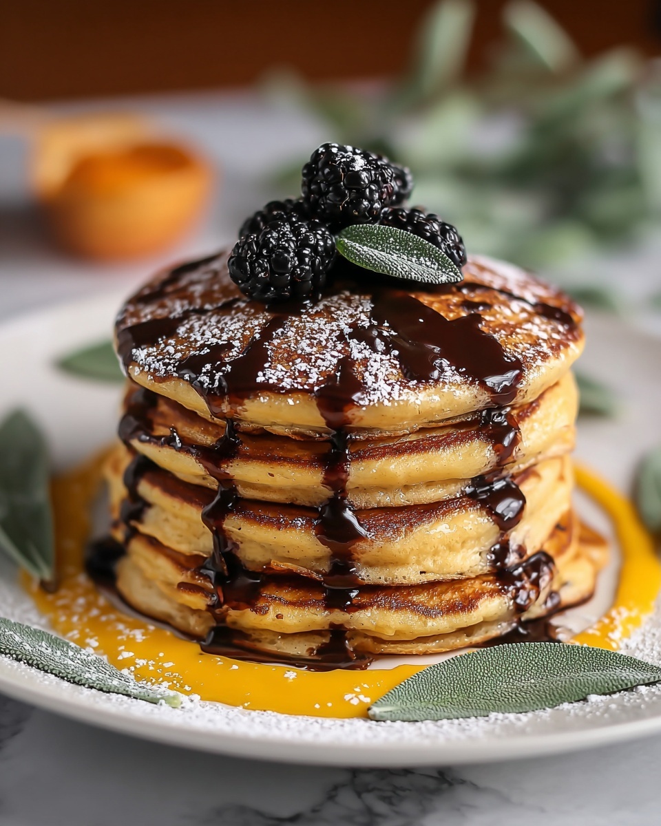 Pumpkin Sage Pancakes with Blackberry Sauce Recipe - Recipe Image
